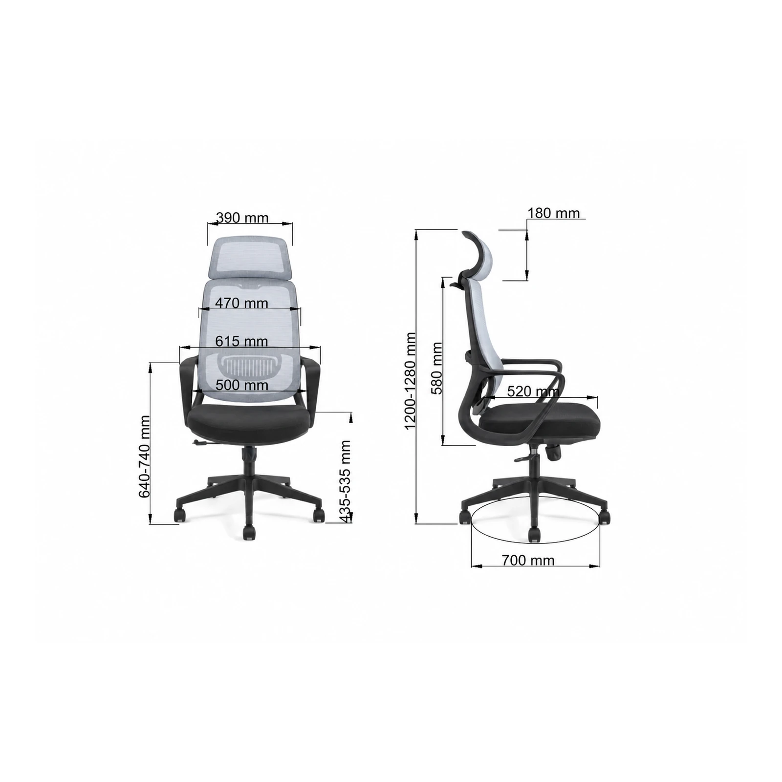 Trazit Albate Grey Ergonomische Bureaustoel met Hoofdsteun - Afbeelding 11