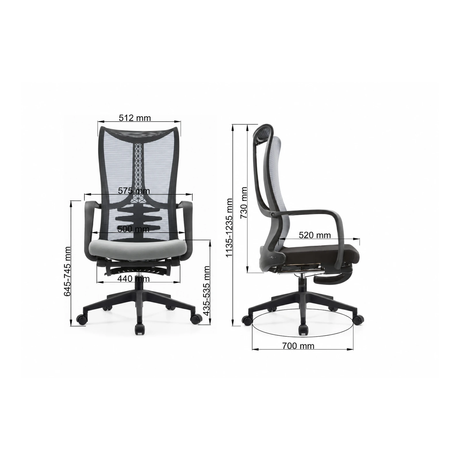 Trazit 2203A Grey Ergonomische Bureaustoel met Voetsteun - Afbeelding 7