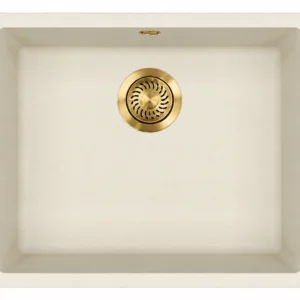 Trafinox Bozen-50QCGO Lava-loiça de Quartzo Creme – Válvula Dourada PVD