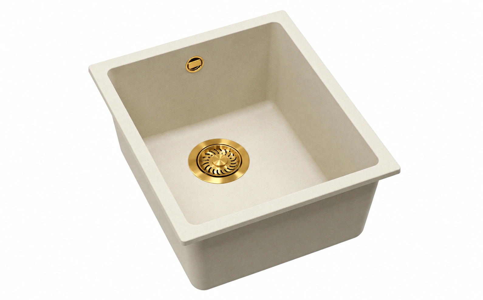 Trafinox Lena-34QCGO évier quartz crème, bonde dorée PVD – Image 2